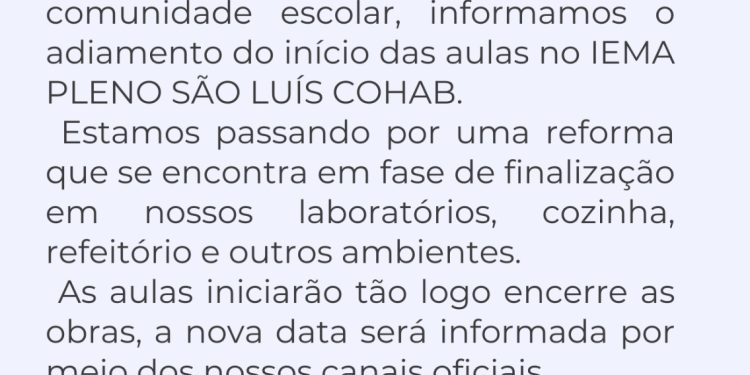 Indignação cresce na Cohab após IEMA adiar início das aulas sem cronograma definido